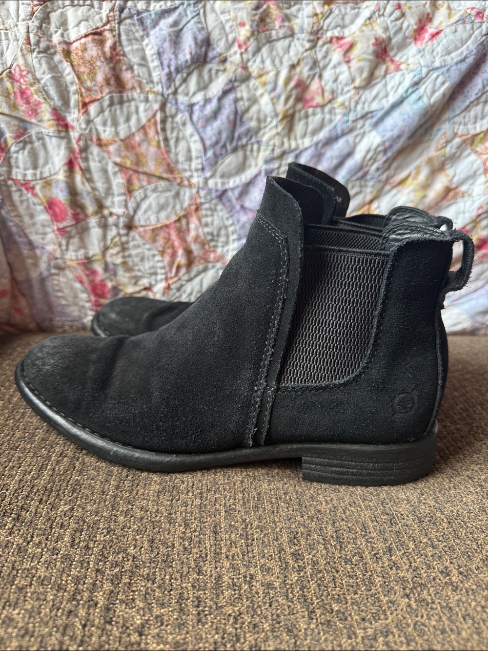 Born Laney Chelsea Boots Women's Black Suede Ankle, Size 6.5M